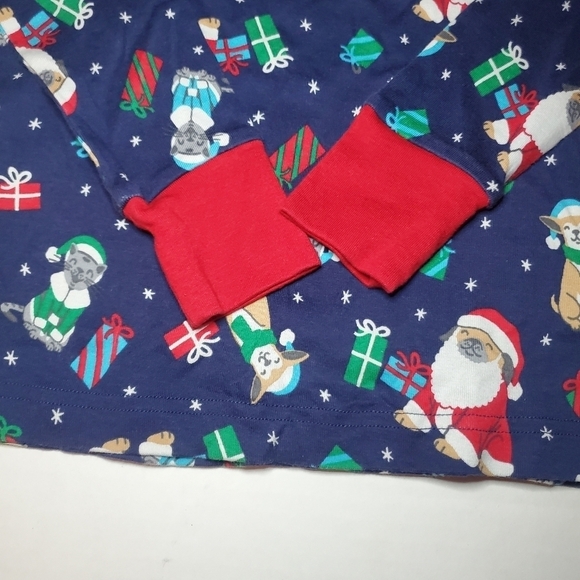 Lands End Snug fit Pajamas Cotton Long Sleeve Navy Holiday dog cat Christmas 16 - Picture 2 of 12